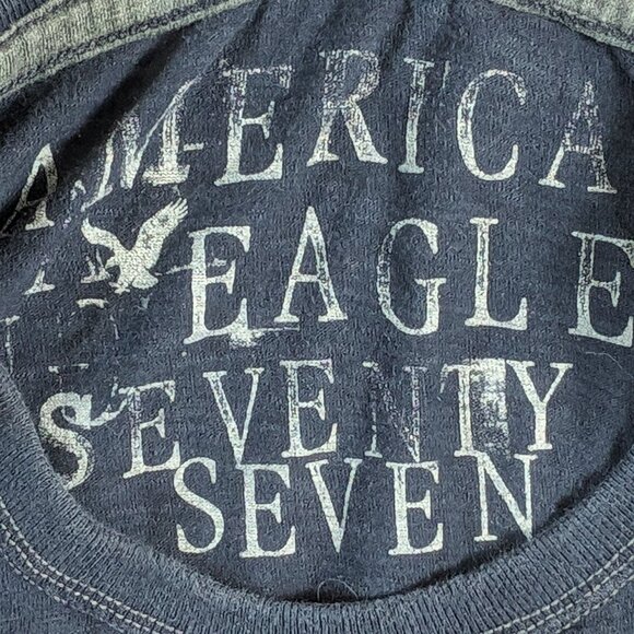 AMERICAN EAGLE SEVENTY SEVEN MEN'S LONG SLEEVE SHIRT XXL DARK NAVY BLUE - Picture 4 of 15